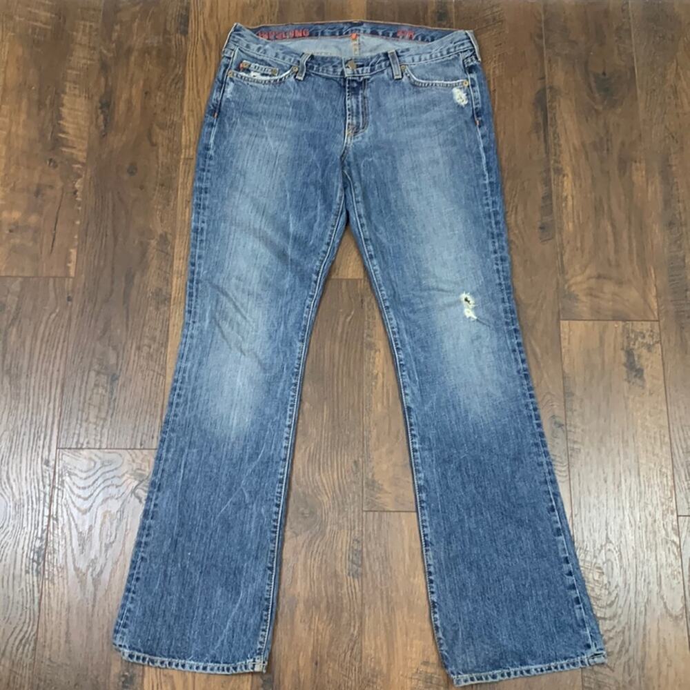 J Crew Hipslung Distressed Bootcut Jeans